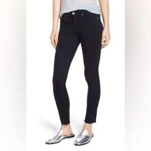 rag & bone Black Skinny Jeans with Raw Hem | Size 25